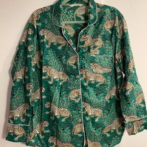 Printfresh Green Leopard Pajama Top Long Sleeve